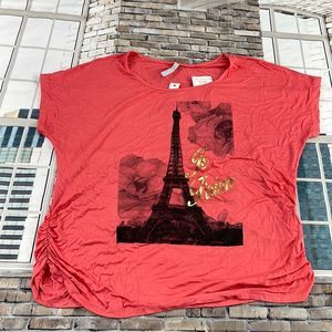 NWT Women's Rebel Sky Pink & Black Graphic Short Sleeve T Shirt (XL) GA05